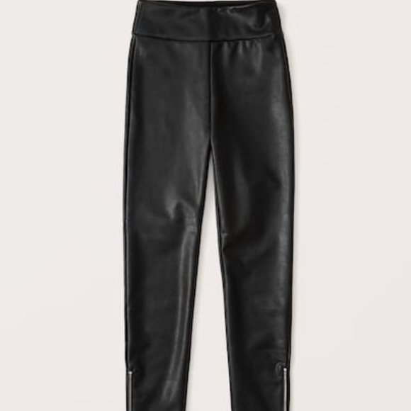 Abercrombie & Fitch Vegan Leather Zip-Ankle Legging Women's Size L - Picture 1 of 4